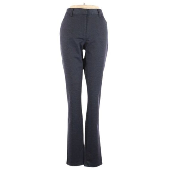 Andrew Marc Navy Gray Flecked High-rise Tapered Leg Flat Front Dress Pants Sz 8 - Picture 3 of 9